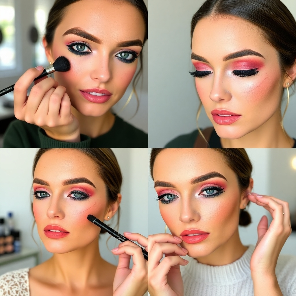 Showcase different make-up looks, focusing on how to enhance natural beauty using make-up techniques. Use images with a strong emphasis on make-up details, demonstrating different techniques and product applications. The images should be crisp and showcase the impact of the make-up.